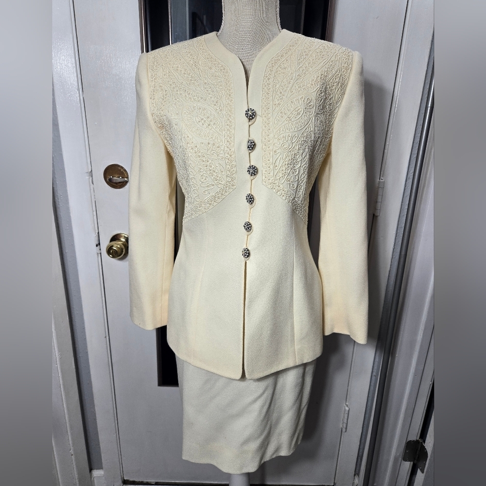 Vintage Albert Nipon Evening Skirt Set 100% Wool Sz 4
